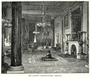 De tekenkamer van de koningin, Osborne (gravure) door English School