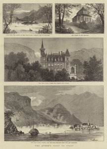 Het Bezoek van de Koningin aan Italië (gravure) door English School
