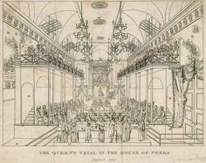Het proces van de Koningin in het Hogerhuis, augustus 1820 door English School