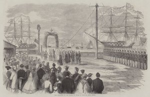 De ontvangst van de prins van Wales in Halifax, Nova Scotia (gravure) door English School