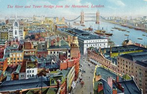 De rivier de Theems en de Tower Bridge, ca. 1920