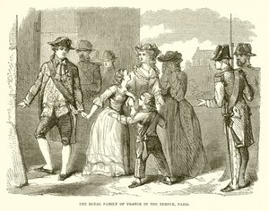 De Koninklijke Familie van Frankrijk in de Tempel, Parijs door English School