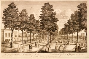Het Koninklijk Paleis van St. James naast het park
