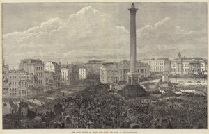De koninklijke troepenparade uit Egypte, de scène op Trafalgar Square