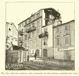 De Rue Debray, Nice, beschadigd door de aardbeving aan de Rivièra, 1887 door English School
