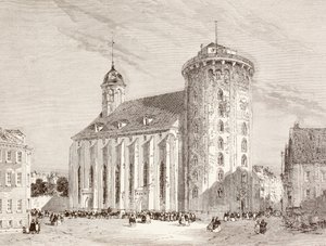 De Rundetarn of Ronde Toren in Kopenhagen, Denemarken in de negentiende eeuw door English School