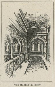 Het Russell Hotel, Russell Square: De marmeren galerij (gravure)