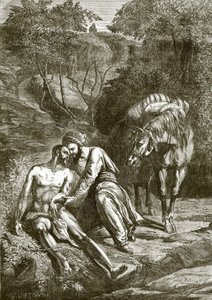 De Samaritaan en de gewonde man langs de weg