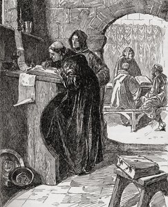 Het scriptorium van een klooster, uit het boek The Church of England: A History for the People