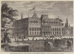Het Sessiehuis van de Staten van de Rijnprovincie (gravure) door English School