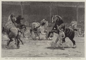 De Shire Horse Show in de Agricultural Hall, het effect van applaus door English School