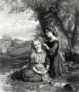 De zusters, gepubliceerd in het Art Journal (1867), gegraveerd door C. Cousen, 1867