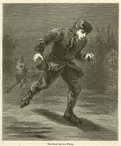 De schaatser en de wolven (gravure) door English School
