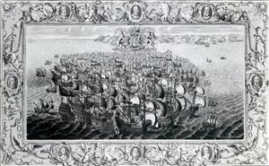 De Spaanse Armada, gepubliceerd door John Pine, 1739
