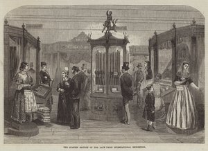 De Spaanse sectie van de laatste Internationale Tentoonstelling van Parijs (gravure)