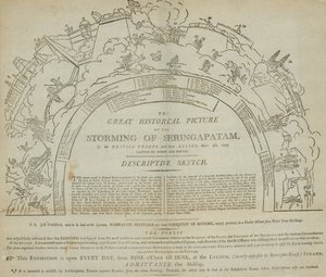 De Bestorming van Seringapatam, geschilderd door Robert Ker Porter, panorama in het Lyceum, Strand, Londen door English School