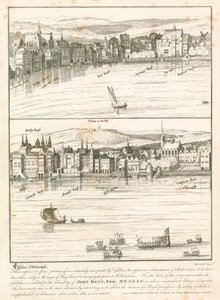 De Strand, Londen, vanaf de rivier de Theems in de 17e eeuw door English School