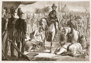De Overgave van Moolraj, illustratie uit Cassells Geïllustreerde Geschiedenis van Engeland