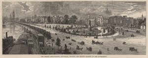 De Thames Embankment, Whitehall, met de grond geclaimd door de regering door English School
