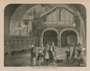 De Thames Tunnel als een spoorweg