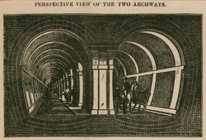 Het Thames Tunnel: perspectief van de twee bogen door English School