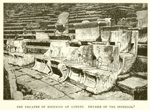 Het Theater van Dionysos in Athene (Details van het interieur) door English School