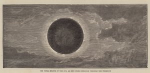 De Totale Zonsverduistering, gezien vanuit Gibraltar door de Telescoop (gravure) door English School