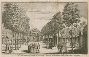 De Triomfbogen, Mr Handels Standbeeld, in de Zuidelijke Wandelgang van Vauxhall Gardens, Londen