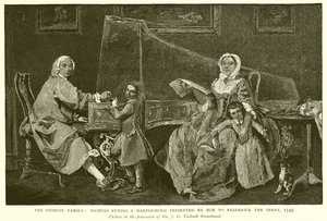 De familie Tschudi: Tschudi stemt een door hem aan Frederik de Grote gepresenteerd instrument, 1745 door English School