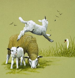 Het lelijke eendje (gouache op papier) door English School
