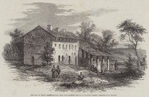 De oorlog in Italië, Oostenrijkse post bij de spoorbrug in Valenza (gravure)