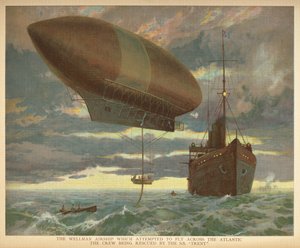 Het Wellman-luchtschip dat probeerde de Atlantische Oceaan over te steken, de bemanning werd gered door de S.S. "Trent". Little people