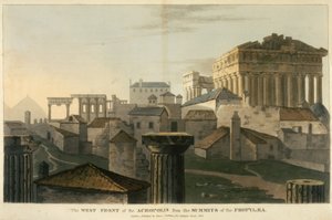 De Westelijke Voorzijde van de Akropolis vanaf de toppen van de Propyleeën, illustratie uit 