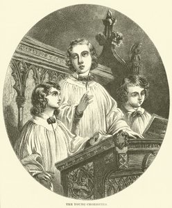 De jonge koorzangers (gravure) door English School