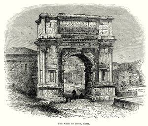 De boog van Titus, Rome (gravure) door English School