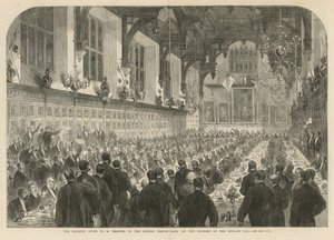 Het banket gegeven aan M Berryer in de Middle Temple Hall door English School