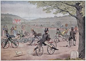 De fiets in 1819 - van een Engelse prent uit die tijd