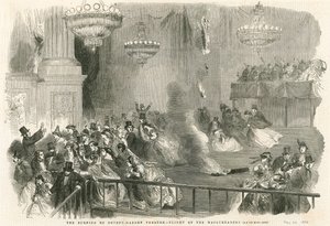 De brand van Covent Garden Theatre, Londen - vlucht van de Masqueraders door English School