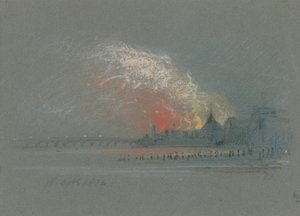 De brand van de Houses of Parliament, 16 oktober 1834 door English School