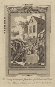 De ceremonie van het leggen van de eerste steen van Black Friars Bridge door English School