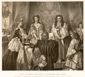 De kroon aangeboden aan Willem en Mary