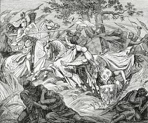 De dood van Manfred bij de Slag bij Benevento, 26 februari 1266