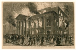 De vernietiging van het Covent Garden Theatre, Londen, op de ochtend van 5 maart 1856 door English School