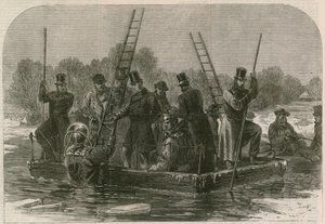 De ramp op het ijs in Regents Park; Duikers zoeken naar de doden