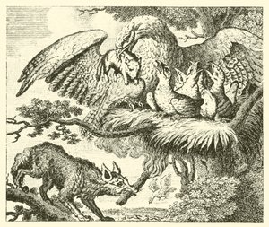 De adelaar en de vos (gravure) door English School