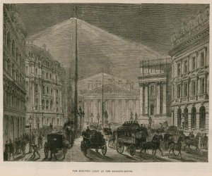 Het elektrische licht bij het Mansion House, Londen door English School