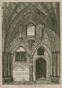De ingang vanuit de oostelijke Klooster naar de oude Kapittelzaal, Westminster Abbey, Londen door English School