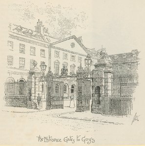 De toegangspoorten tot Guys Hospital, Londen door English School