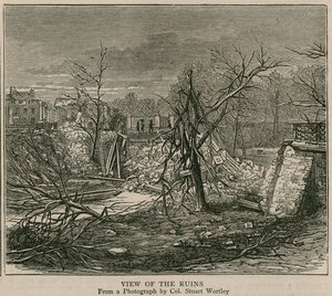 De explosie op het Regents Canal; Uitzicht op de ruïnes door English School