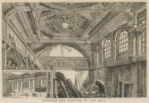 Het exterieur en interieur van Carpenters Hall door English School